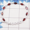 Garnet Cut Gemstone Bracelet M - 26DYB999 Cut Marquoise Shape Solid 925 Sterling Silver Bezel Bracelet