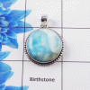 Natural Larimar Cab Pendant A - DSP942 Cab Round Soild 925 Sterling Silver Designer Pendant