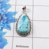 Natural Larimar Cab Pendant B - DSP942 Cab Pear Shape Solid 925 Sterling Silver Designer Pendant