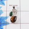 Dual Gemstone Cab Pendant C - BSP187 Cab Tiger Eye & Malachite Pear Shape Solid 925 Sterling Silver Plain Pendant