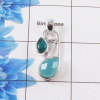 Dual Gemstone Cut & Cab Pendant D - BSP187 Cut & Cab Blue Chalcedony & Chrysocolla Solid 925 Sterling Silver Plain Pendant